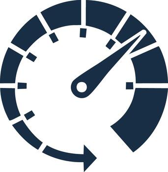Performance Gauge with Arrow Feedback. High Speed, Productivity, and Progress Illustration vector