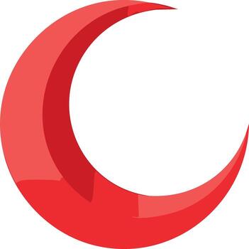 Bold red crescent moon shape with sleek modern design and glossy three dimensional effect vector