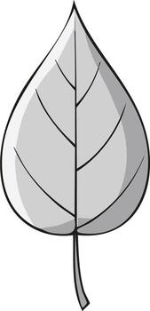 Elegant Leaf Illustration Simple Gray Leaf Design with Defined Veins and Stem vector