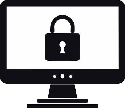 Desktop Computer Screen Displaying a Padlock Symbol Representing Security and Data Protection vector