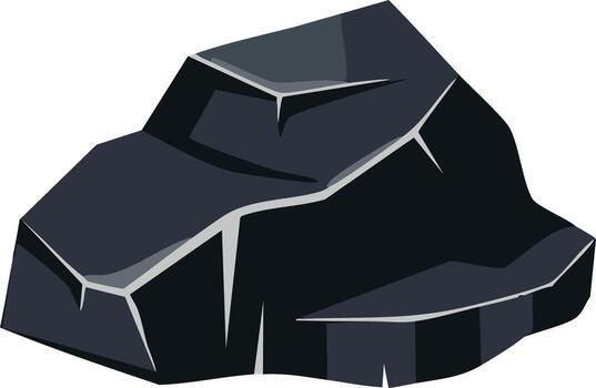Dark gray geometric rock with sharp angular facets and cracks graphic vector