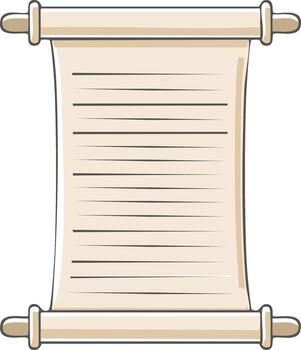 Old parchment scroll with rollers and blank lines for a message or historical document vector