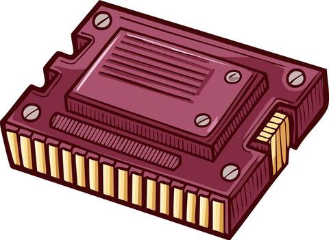 Cartoon Graphics Card Illustration for Computer Systems Integration Projects vector