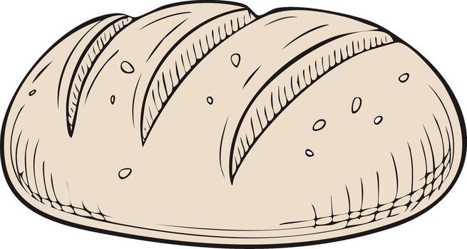 Artistic Sketch of a Rustic Loaf of Bread with Scoring and Seeds vector