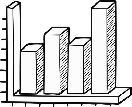 Doodle style bar chart illustration for business and data analysis vector