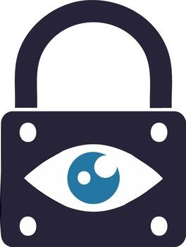 Conceptual padlock with eye inside, data security, privacy, and monitoring illustration vector