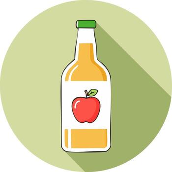 Apple Cider Bottle with Red Apple Icon. Delicious and Healthy Refreshment Beverage Illustration for Digital Design Element vector