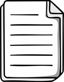 Doodle Style Paper Sheet With Lines. Document With Folded Corner. List or Form Template for Notes vector
