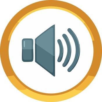 Sound Icon in Golden Circle , Audio Symbol Communication, Alert Button vector