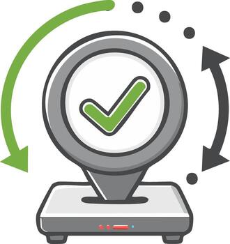 dispositivo aprobado con circular proceso flechas y confirmación marca de verificación vector