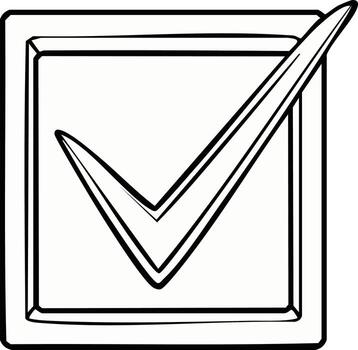 Hand Drawn Check Mark Inside Square Box Outline Graphic vector
