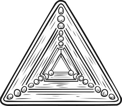Geometric triangle with interconnected circles and lines vector