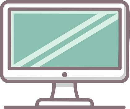 computadora monitor icono con pantalla reflexión, personal escritorio para tecnología conceptos vector