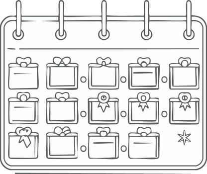 Hand drawn calendar with gift boxes for holiday countdown or advent days vector