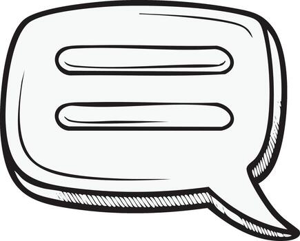 Drawn speech bubble with lines, communication concept vector