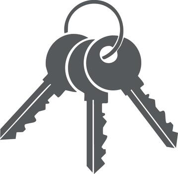 Three Keys on a Ring, Security or Access Illustration, Simple Flat Icon, Keys Isolated vector