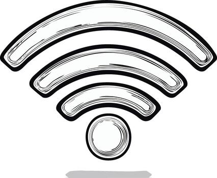 Stylized illustration of a wifi signal icon, showing connectivity and access vector