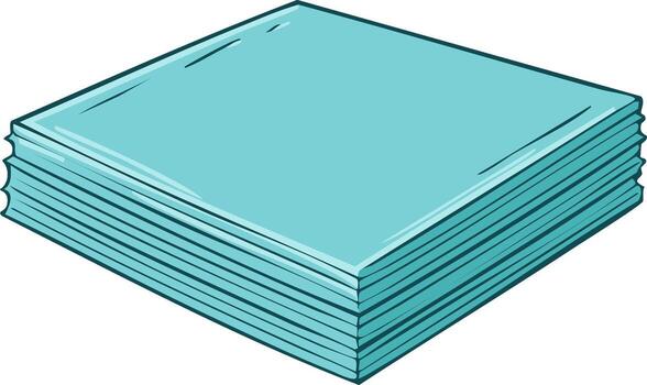 Stack of square blue paper napkins or tissues in pile illustration vector