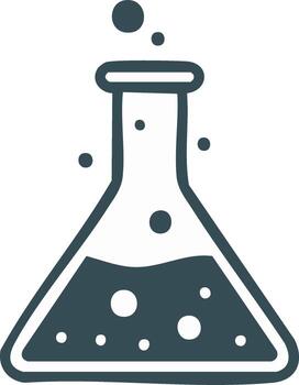 Stylized conical flask with bubbling liquid a simple science chemistry experiment icon vector