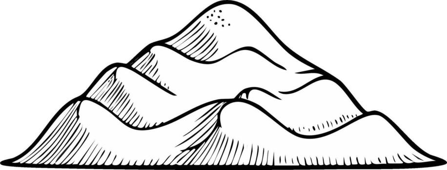 Hand drawn sketch of rolling hills and mountains in a minimalist outline style vector