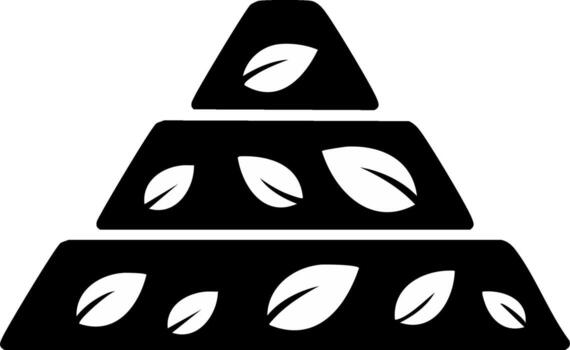 Black and white abstract illustration of a layered structure with leaves vector
