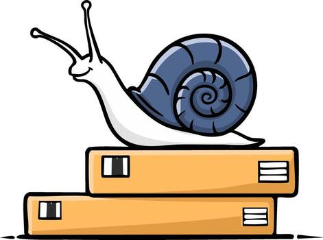 Cartoon snail climbing up a stack of books in slow motion journey towards knowledge and education vector