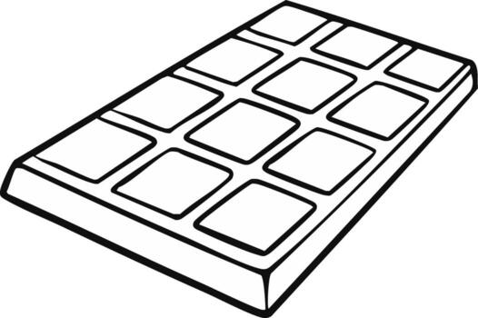 Simple line art drawing of a segmented chocolate bar with squares vector