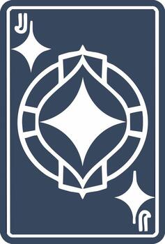 Jack Playing Card Back Design with Diamond and 'J' in Corners for Card Games and Backgrounds vector