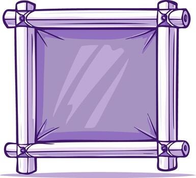 Illustrated rustic bamboo frame with blank purple canvas for custom text and graphic design vector