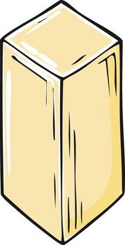 Standing Rectangular Prism Drawing Outlined In Black With Pale Yellow Color vector