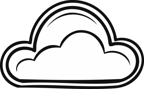 Hand drawn cloud illustration with bold black line art for weather and computing concepts vector