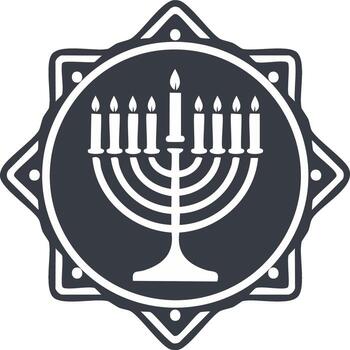 Stylized Menorah with Nine Candles and Star of David Frame vector