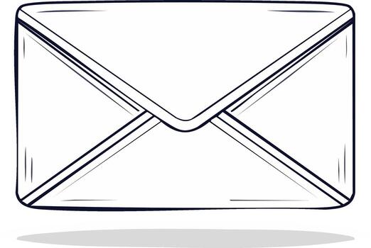 Clean minimalist hand drawn sketch style white envelope for mail or message communication graphic vector