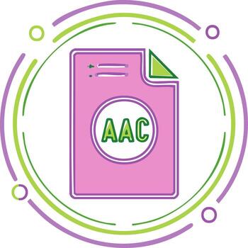 aac archivo formato icono con rosado papel y verde acentos para web o solicitud desarrollo vector