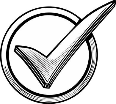 Engraved Check Mark Icon Accepted Validated Design Illustration vector