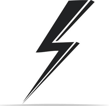 Black lightning bolt symbol with shadow in minimal style vector