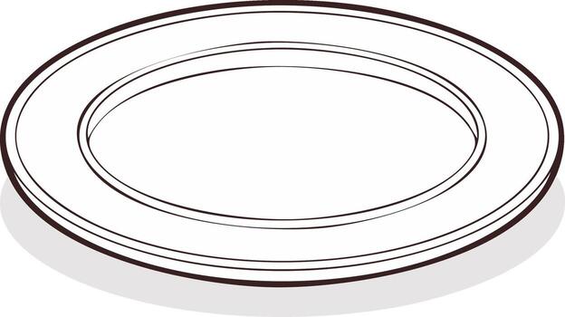 Simple illustration of an empty plate with soft shadow, food and dining concept vector