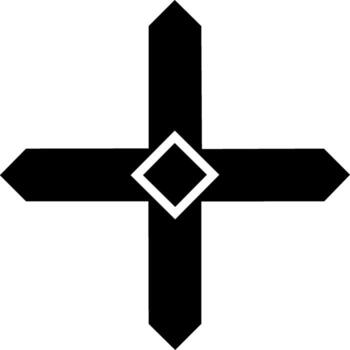 Geometric Cross Design with Diamond Center, Intersecting Arrow Shapes, Simple Icon, Modern Symbol vector