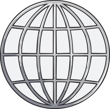 Stylized Globe icon representing global connectivity and international business with a simple graphic design vector