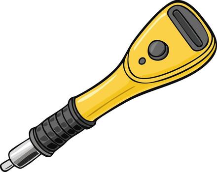 Yellow electronic measuring tool with digital display and button vector