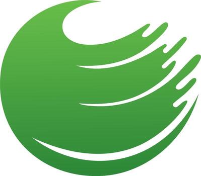 Modern Abstract Green Circle with Dynamic Flowing Organic Lines Representing Nature and Growth vector