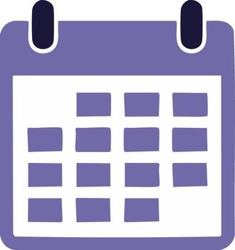 púrpura calendario icono con visible dias y fechas para planificación y Planificación vector