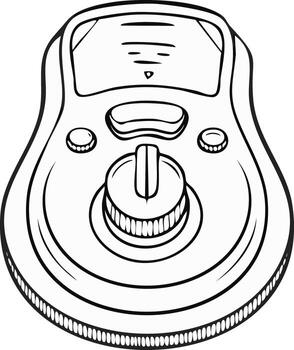 Simple Line Drawing of an Electronic Device with a Dial and Buttons vector