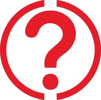 Red question mark symbol inside a circle isolated design element vector