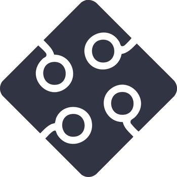 resumen icono de cuatro conectado círculos dentro un oscuro diamante forma representando digital red o datos conexión vector