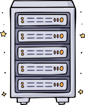 dibujos animados red servidor estante hospedaje base de datos ilustración datos almacenamiento vector
