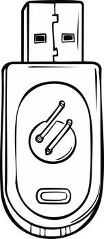 resumido ilustración de USB destello conducir memoria palo con digital datos almacenamiento íconos vector