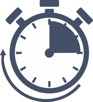 Stylized Timer Icon with Circular Arrow Symbolizing Countdown and Time Limit vector