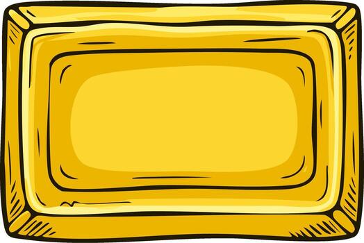 dibujado a mano dorado marco con negro describir, rectángulo forma vector