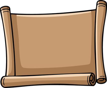 Cartoon brown parchment scroll with empty area for text vector